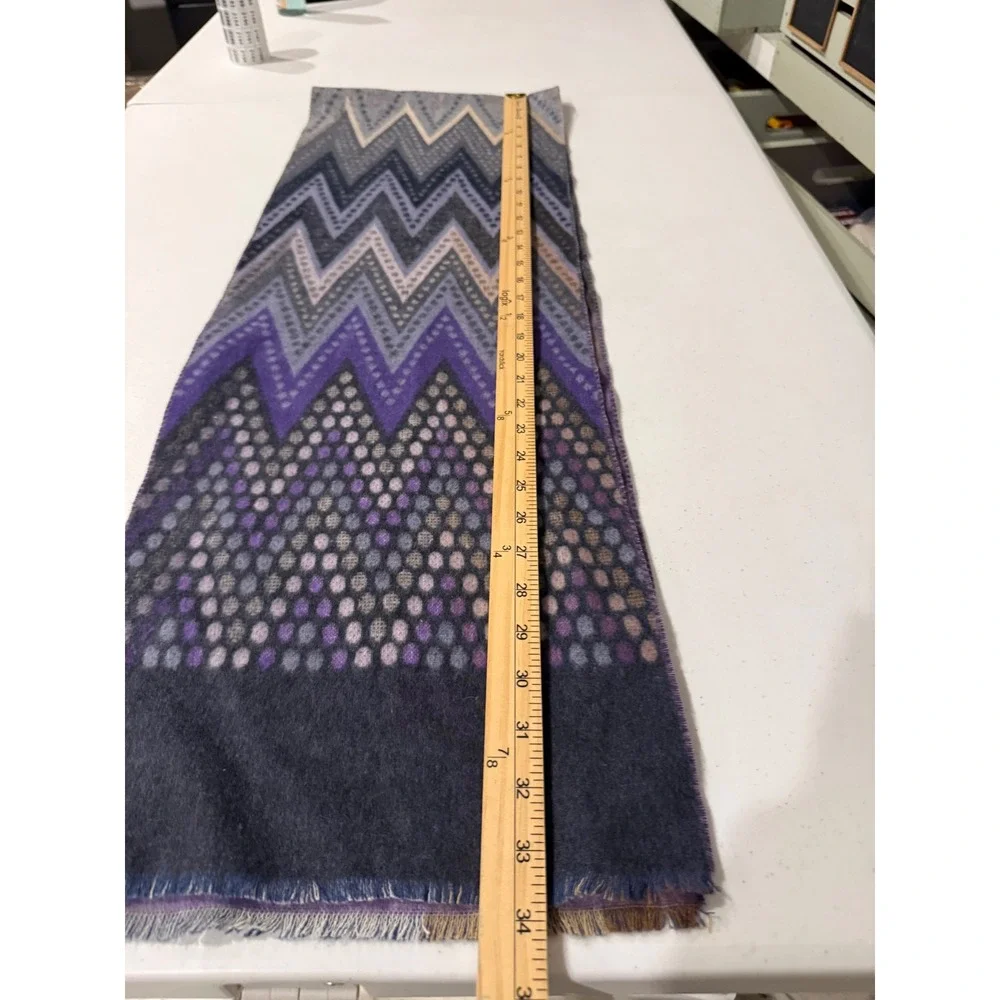 The Paper Store Eco Cashmink Scarf Plum Purple Zig Zag Dotted Made in Germany